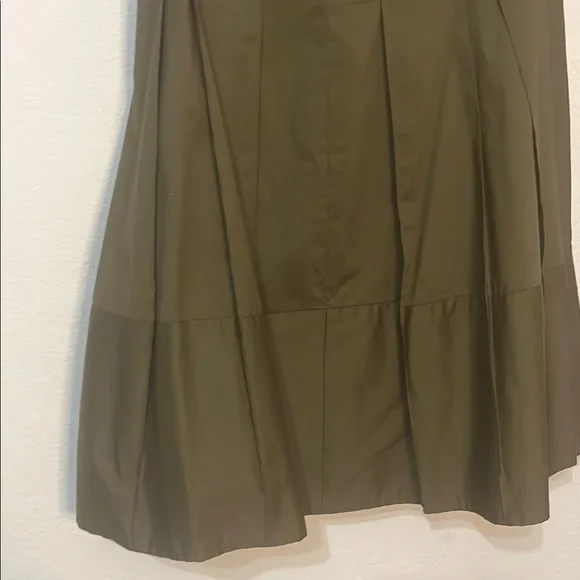 Ann Taylor Olive Green Midi A-Line Skirt with Pleats for Casual Work - Picture 4 of 6